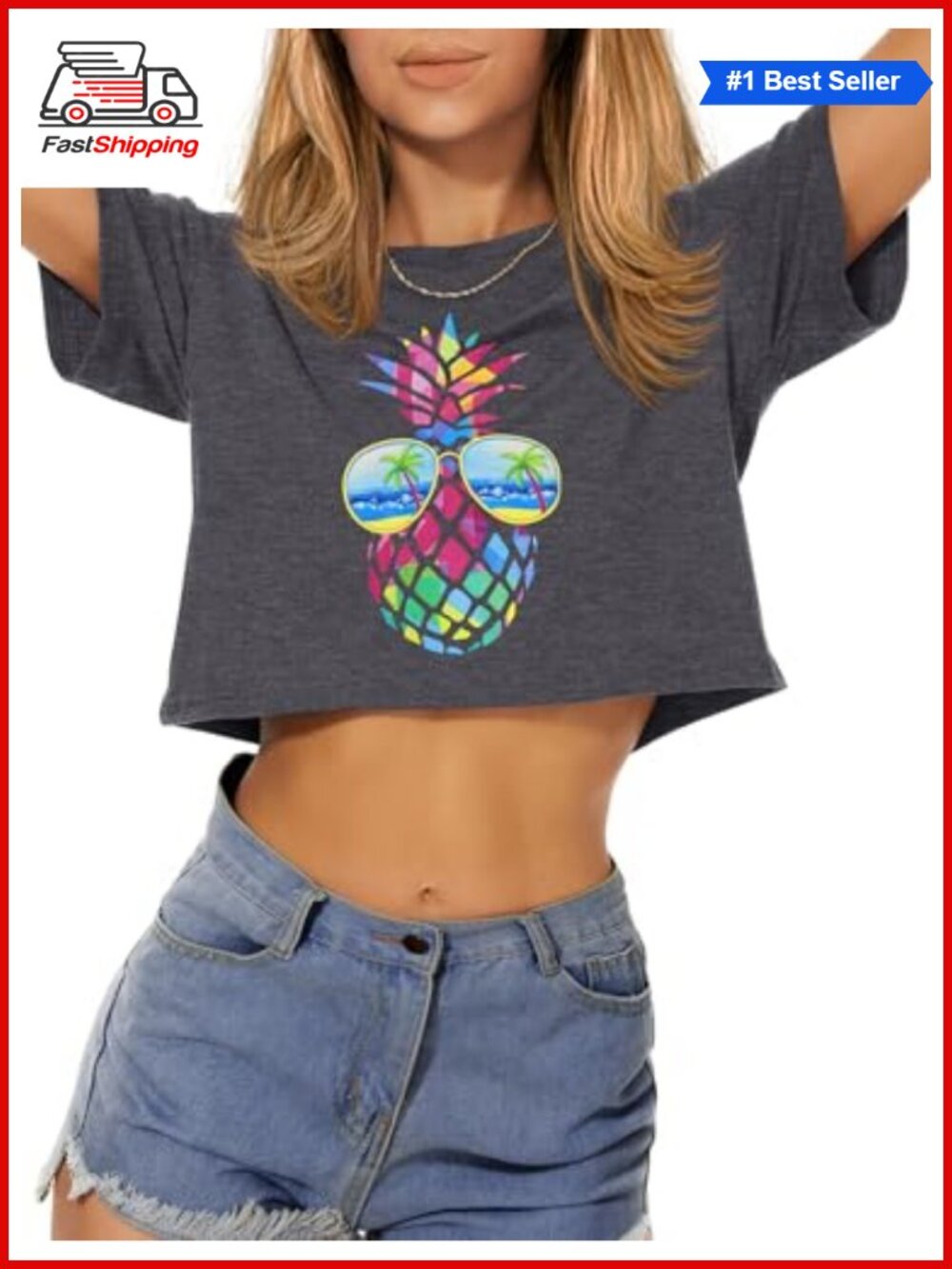 ✨ CHICGAL Womens Crop Tops Summer Short Sleeve Round Neck T-Shirts Loose Fit